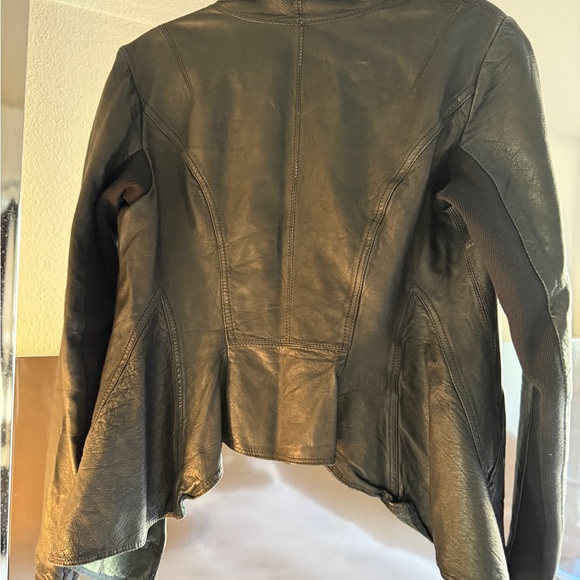 All Saints Dark Leather Jacket - Picture 6 of 6